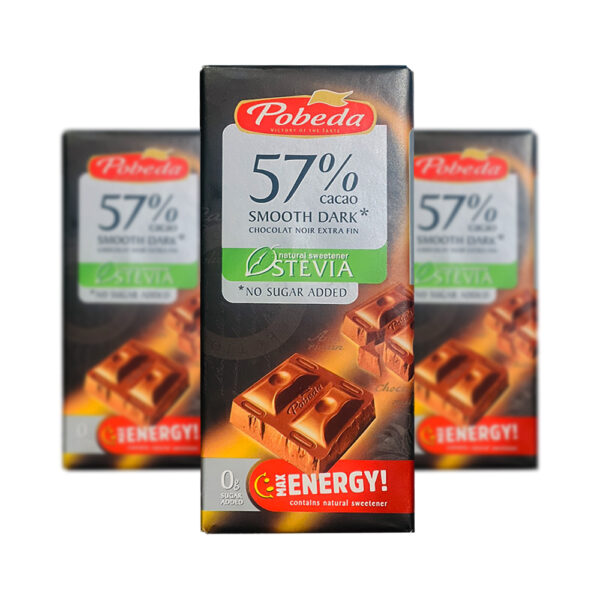 شکلات تلخ پوبدا dark chocolate Stevia 57 % Cocoa بدون شکر