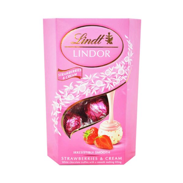 شکلات هدیه لینت توت فرنگی و خامه مدل لیندور _Lindt